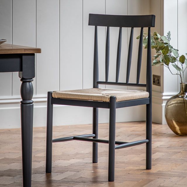 Nala Set of 2 Wooden Dining Chairs in Deep Navy